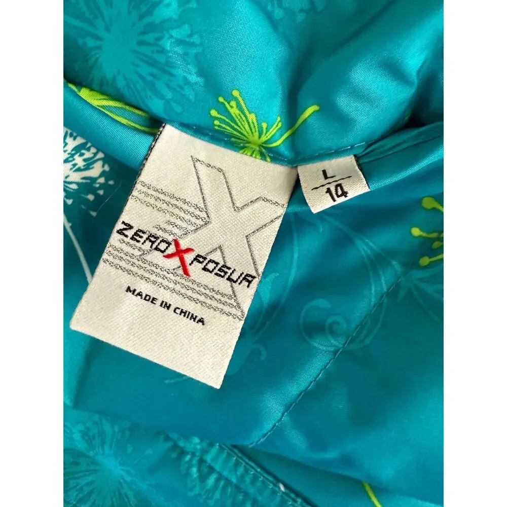 ZeroXposur‎ Girl's L/14 Dandelions on Turquoise Puffy Vest BRAND NEW